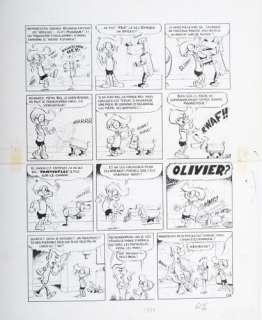 Devos, Jacques (1924-1992) | Planche originale encre de chine pour une aventure de Génial Olivier - Quelque traces de scotch sans… | Stanley’s Auction