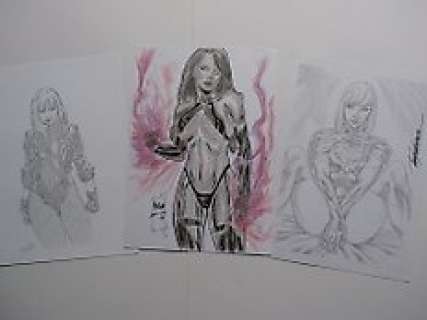3 Original Drawings - Tiago Oliveira + Ediano Silva + Magno Silva  - Supergirl + Cyblade + Black Canary  - [2014]