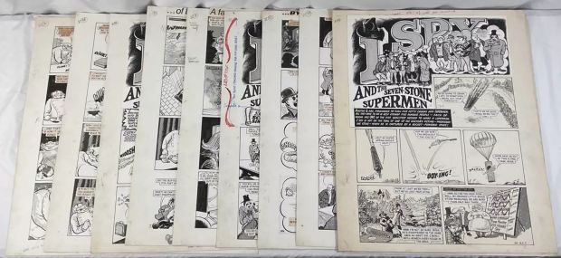 SPARKY - 15 pages of Original comic book art for the I SPY AND THE SEVEN STONE SUPERMAN that ran | Excalibur Auctions