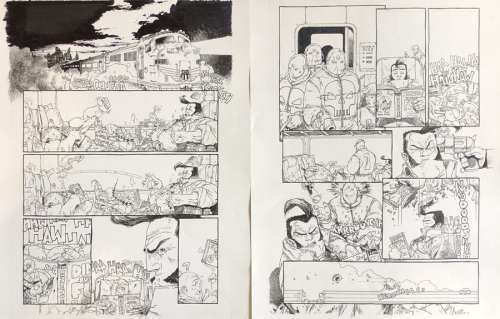 Kevin Walker & John Wagner - Lot 158 - The Balls Brothers Ensemble de deux planches originales Ã  l‘encre de chine n°1…