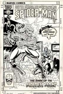 Frank Giacoia, John Romita Jr. - Spectacular Spider-Man #63 Cover (Spider-Man Battles the Molten Man with Fire Everywhere! Jrjr‘s 2Nd Ever Spec Cover) 1981