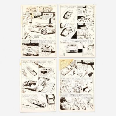 Lot 359 - Jack Keller, Hot Rods and Racing Cars #109 Complete 4 Page Story Original Art (Charlton Comics, 1971) | Landry Pop Auctions