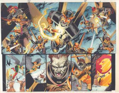 John Kalisz, Michael Bair, Stephen Sadowski | Jsa #23 Pgs. 2 & 3 Color Guide Art - Evil Hawkmen Zombies Dps - 2001 | Anthony’s Comic Book Art