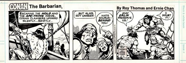 Ernie Chan | Conan the Barbarian Daily Comic Strip (Conan Battling on Barbarian Treasure Ship!) 6-2-1980 | Romitaman