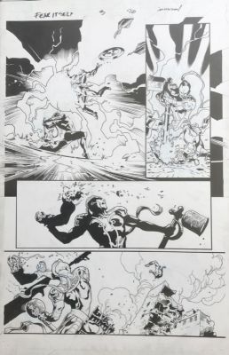 Stuart Immonen, Stuart Immonen | Fear Itself Issue #3 Page 20 - Sin As Skadi Vs Bucky Barnes As the New Captain America | ComicArtFans Classifieds
