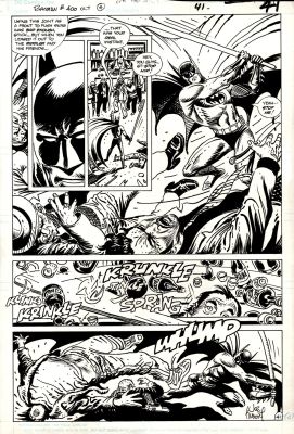 Joe Kubert | Batman #400 P 41 (Batman Beats Up the Evil Stick! Historic Anniversary Book Where All Famous Artists Drew a Few Pages!) 1986 | Romitaman