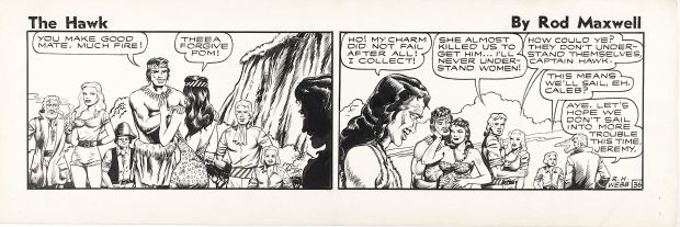 Robert Webb | Webb, Robert - Hawk Daily #36 - Two Panels - Fiction House / Iger, Good Girl Art / South Seas Gal 1953 | Cool Lines Art