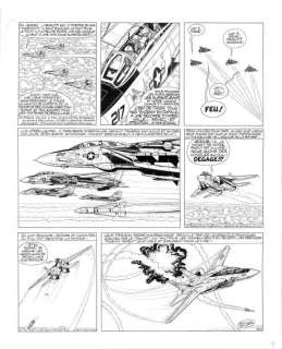 Bergese | Buck Danny - Encre de chine pour la Planche 41 de l’album... | Coutau Bégarie