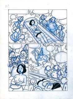 Matena, Dick - Original page (p. 21) - Rooie Oortjes Parodiereeks - Sneeuwwitje - (1994) | Catawiki