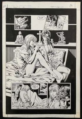 Lot 405 - BRIAN BOLLAND - A page of original comic book art from CAMELOT #12 page 29 signed by Brian Bolland | Excalibur Auctions
