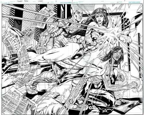 Howard Porter, John Livesay | Dc Universe Legends #14 P 2-3 (Wonder Woman Saves Lois Lane & Lex Luthor From Superman!) 2011 | Romitaman