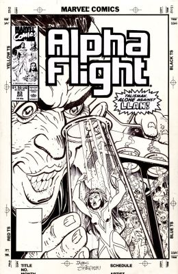 James Sherman | Sherman, James - Alpha Flight #83 Ink Art For Cover Painting, Talisman Captured By Llan the Sorcerer! 1990 | Cool Lines Art