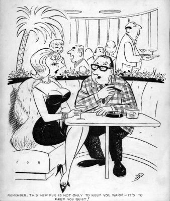 Dan Decarlo | Decarlo, Dan - Timely / Humorama Comedy, Producer & Blonde with Fur "To Keep Quiet, Not Warn" 1961 | Cool Lines Art