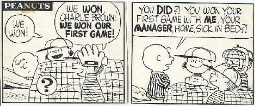 130: Charles Schulz Peanuts daily 4/26/58 comic art | Russ Cochran