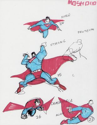 Damion Scott | Superman Four Figures Flying Color Art Commission - Signed 2006 | Anthony’s Comic Book Art