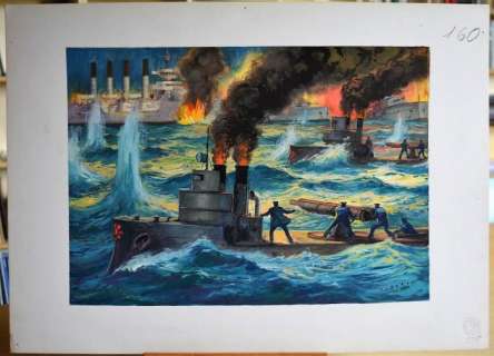 Albertarelli, Rino - original illustration "Battaglia navale" | Catawiki