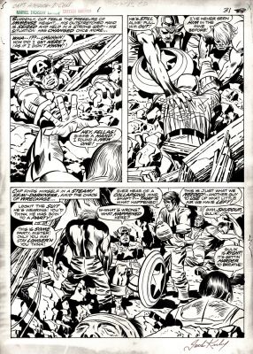 Jack Kirby John Verpoorten | Captain America’s Bicentennial Battles Marvel Treasury #1 P 31 Semi-Splash (Captain America in Every Panel!) 1976 | Romitaman