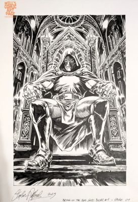 Stefano Raffaele | Bring on the Bad Guys Doom 1 Pg 1 Splash (Marvel, 2025) Large Doom! | Will’s Comic Art Page