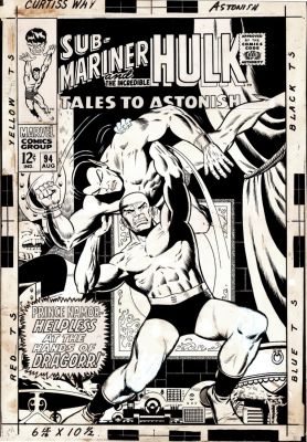 Dan Adkins - Tales To Astonish # 94 Large Art Cover! (Sub-Mariner Battles Dragorr!) 1967