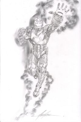 Mike Grell | Iron Man Full Figure Pencil Art - Signed | Anthony’s Comic Book Art