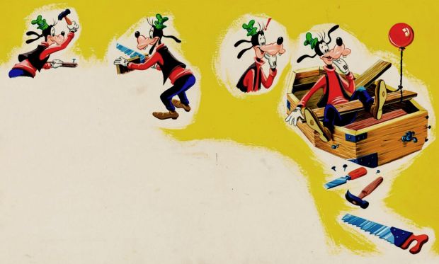 Walt Disney Studios | Mickey Mouse Annual 1953 Very Large Published Goofy Painting (22.25 X 15) | Romitaman