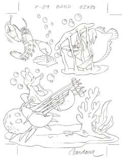 The Little Mermaid  - Sebastian &his Band - Original Production Drawing - Page séparée - (1990) | Catawiki