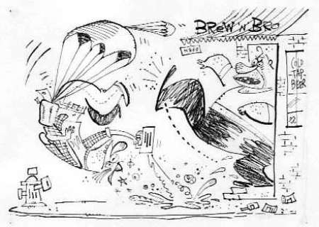 Bob Staake | Washington Post - Brew n’ Bro (Line Art) ($65.00) | Comic Art Collective