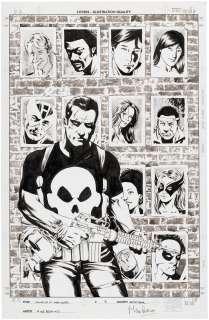 "HOUSE OF M: AVENGERS" #3 COMIC BOOK COVER ORIGINAL ART FEATURING THE PUNISHER BY MIKE PERKINS. | Hake’s