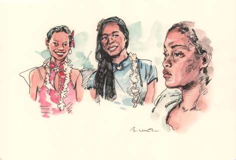 Bastien Vives | Corto Maltese - Illustration du livre"Le jour d’avant" - 36 - H:20 x L:29 - Encre et aquarelle - 2025 - | Manjari & Partners