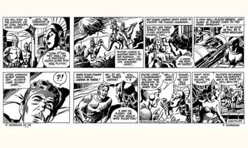 BARRY. Dan. " Flash Gordon ". Encre de Chine noire pour une planche de | Tessier Sarrou