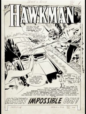 Joe Kubert, Joe Kubert - Joe Kubert Brave And Bold 44 Hawkman Splash Original Art Title Page !
