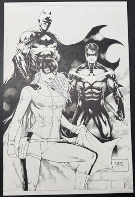 Leo Matos | Batman Nightwing And Batgirl Pin Up By Leo Matos | ComicArtFans Classifieds