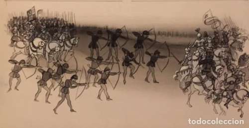 La Batalla de Crécy. Dibujo original, Monnerat (Suiza 1917- Esp 2005) | todocoleccion (Buy It Now)