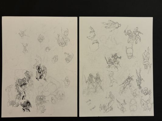 Tim Vigil | Tim Vigil - 2 Pages of Warrior And Angel Sketches | ComicArtFans Classifieds