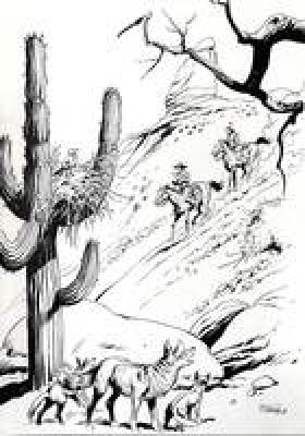 Francesco Gamba | Original illustration for Tex published on "Cavalcando con Tex" 2° vol. Cm. 25x35. Ink. Signed. Mint. Code 2243. | Segni e Disegni