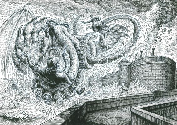 -- Exposition : Benoit Dahan jette l‘encre dans le loch - Sherlock Vs Cthulhu