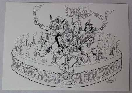 Mitton, Jean-Yves - Originele tekening voor felicitatiekaart - 30 jaar Brabants Stripspektakel - (2015) | Catawiki