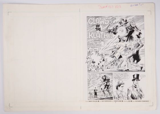 Lot 284 - Kev Hopgood & Dave Hine Doctor Who Monthly #137 Claws Of The Klathi! Printed Story Pages (Marvel UK,
