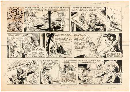  - "ROY ROGERS" 1960 SUNDAY PAGE ORIGINAL ART BY MIKE ARENS (SIGNED BY ROY ROGERS). 