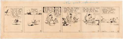 "KRAZY KAT & THE GREAT REFORMER" DAILY STRIP ORIGINAL ART BY GEORGE HERRIMAN. | Hake’s