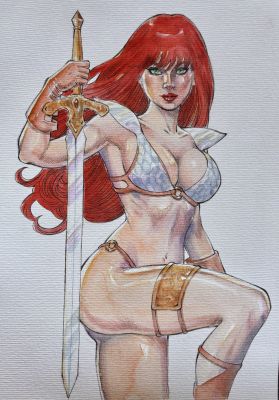 Marc Holanda | Red Sonja Pin Up 9x12 | Raremarq (Buy It Now)