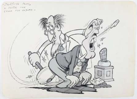 Benito Jacovitti - illustraz. originale "Dentista Pratico" - Page volante - (1963) | Catawiki