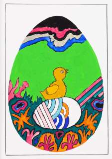 Zbigniew Rychlicki (1922 - 1989) | Zbigniew Rychlicki | Projekt kartki Wielkanocnej, pisanka z pisklęciem | Desa Unicum