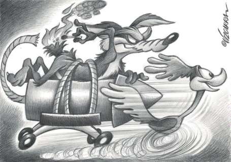 Wile E. Coyote & Road Runner Gag - Original Drawing - Joan Vizcarra - Art de crayon | Catawiki
