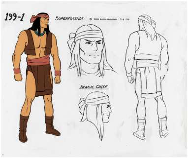SUPER FRIENDS - APACHE CHIEF HAND-PAINTED MODEL SHEET ANIMATION CEL. | Hake’s