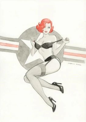 Marini. Illustration originale Noir Burlesque | BDEnchères