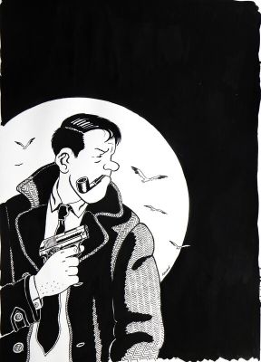François Ravard, François Ravard (Scénariste) | » Nestor Burma dans l’île » – Illustration originale – François Ravard | 2DGalleries