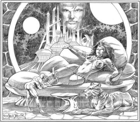 FRANK BRUNNER DEJAH THORIS "DREAMS OF JOHN" PENCIL ILLUSTRATION