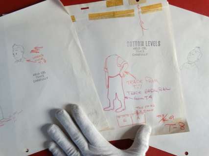 Tintin - 3x Croquis préparatoire pour film d’animation - Explorers on the moon (years 60) - Page volante - Unique | Catawiki