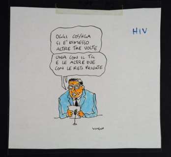 Vincino  - "Le dimissioni di Cossiga" Vignetta Originale (Master Of Drawing) | Catawiki